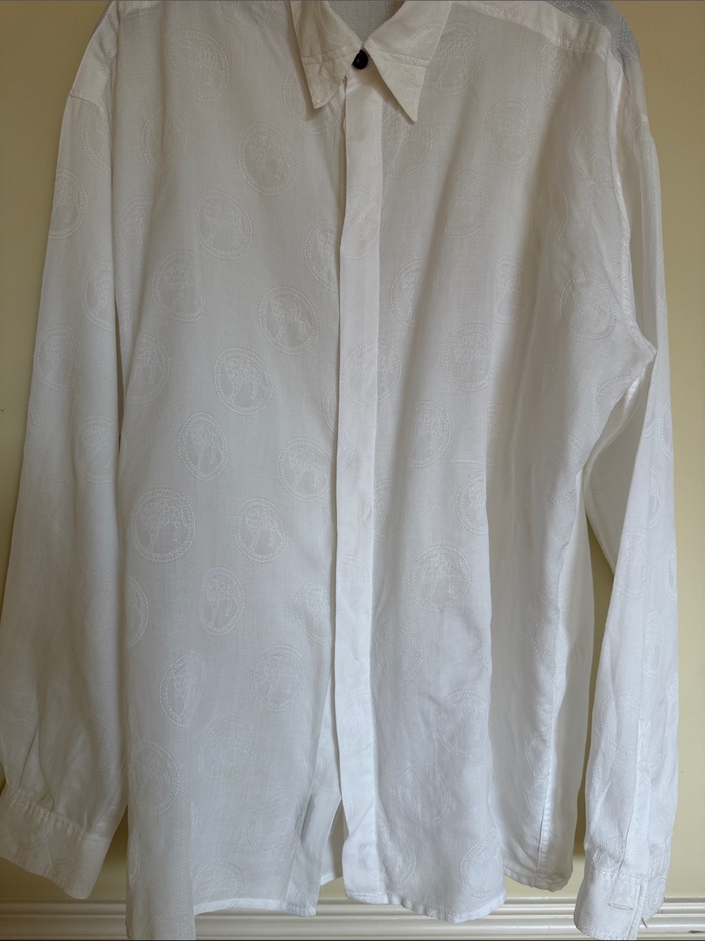 Versace White Jacquard Medallion Dress Shirt